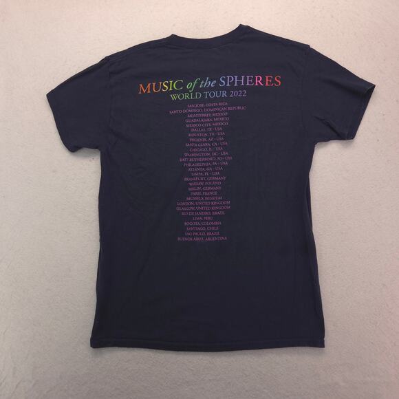 Coldplay Music of the Spheres Band Graphic Shirt Adult Mens Size M Navy Blue - Picture 9 of 9